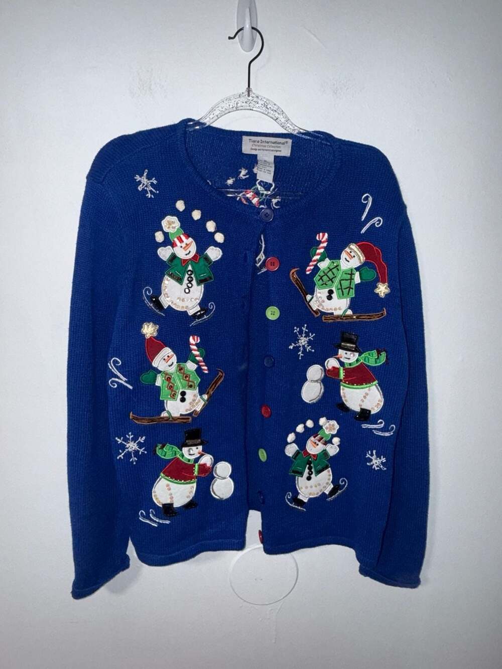 Tiara International Christmas Snowman Cardigan
